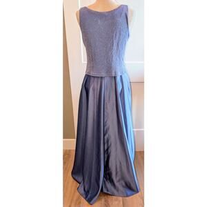 VTG 90s Arianna By Rachel Kaye Periwinkle Blue Metallic Top Maxi Dress Gown Sz 4